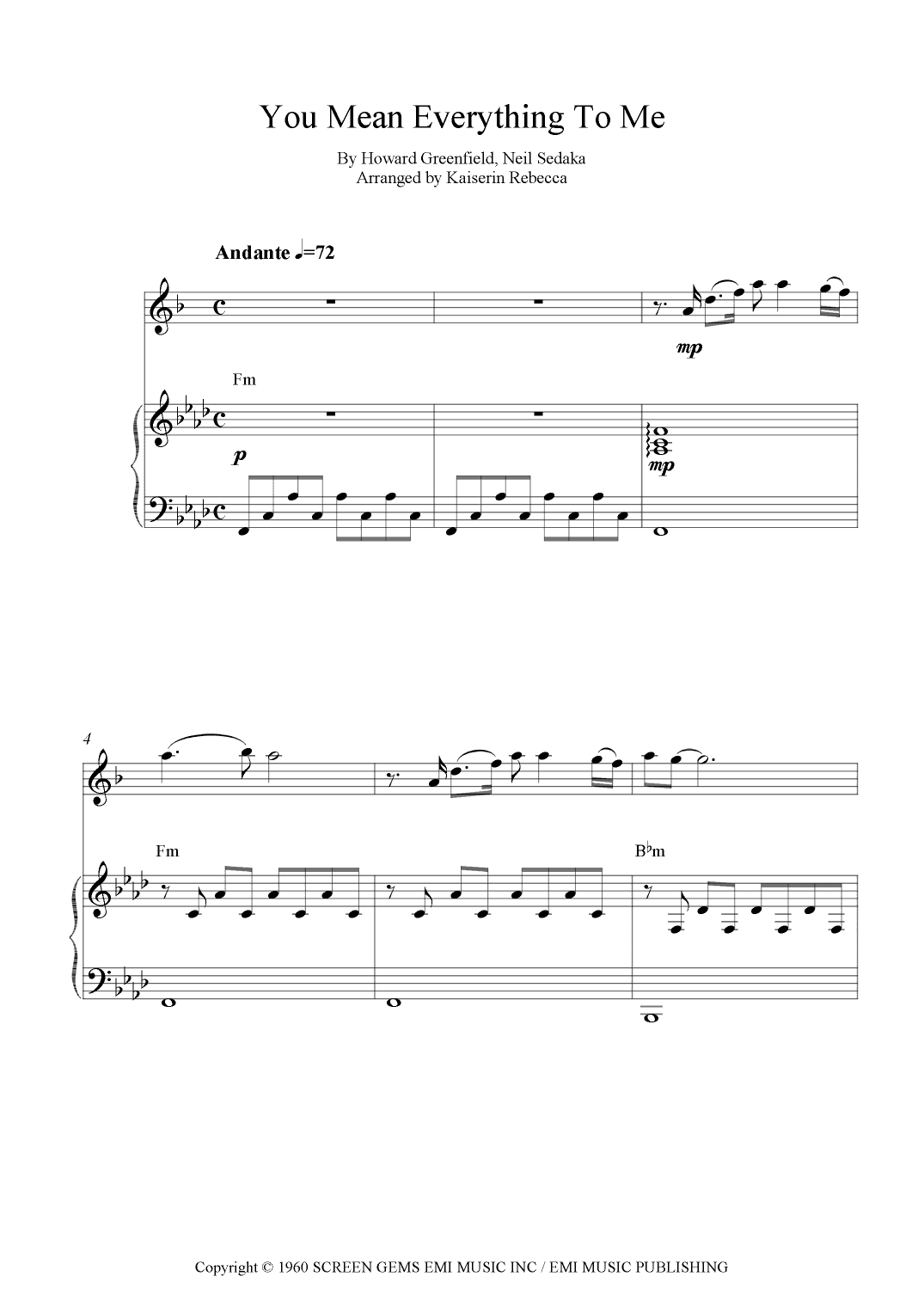 You Mean Everything To Me (arr. Kaiserin Rebecca)