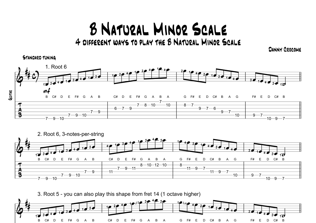 B Natural Minor Scale (4 Ways to Play)