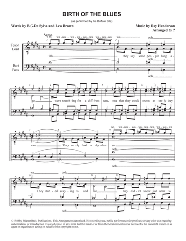 The Birth Of The Blues (arr. Walter Latzko)