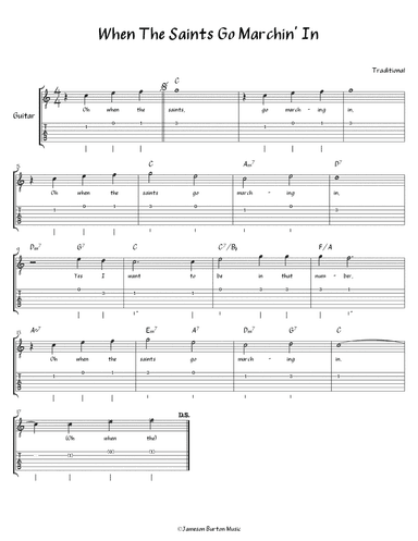 "When the Saints Go Marchin' In" - Guitar w/TAB (arr. Jameson Burton)