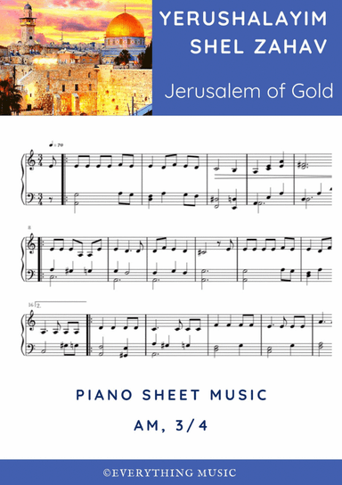 Jerusalem of Gold | Yerushalayim Shel Zahav piano sheet music (arr. R. Sloboder)