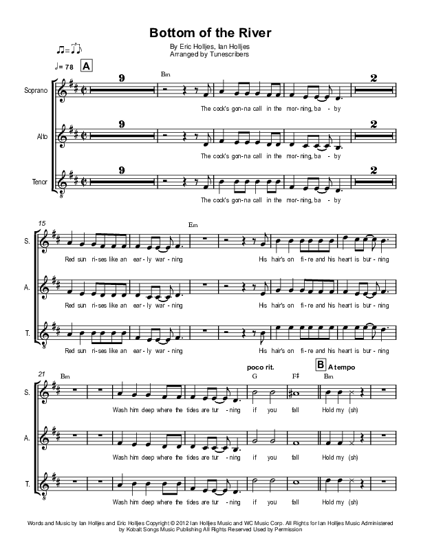 Bottom of the River (arr. Tunescribers)