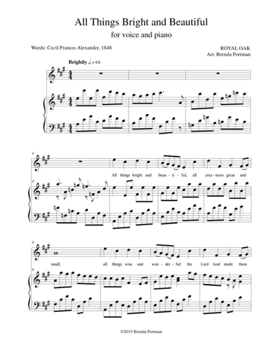 All Things Bright and Beautiful (ROYAL OAK), Medium/High Voice (arr. Brenda Portman)