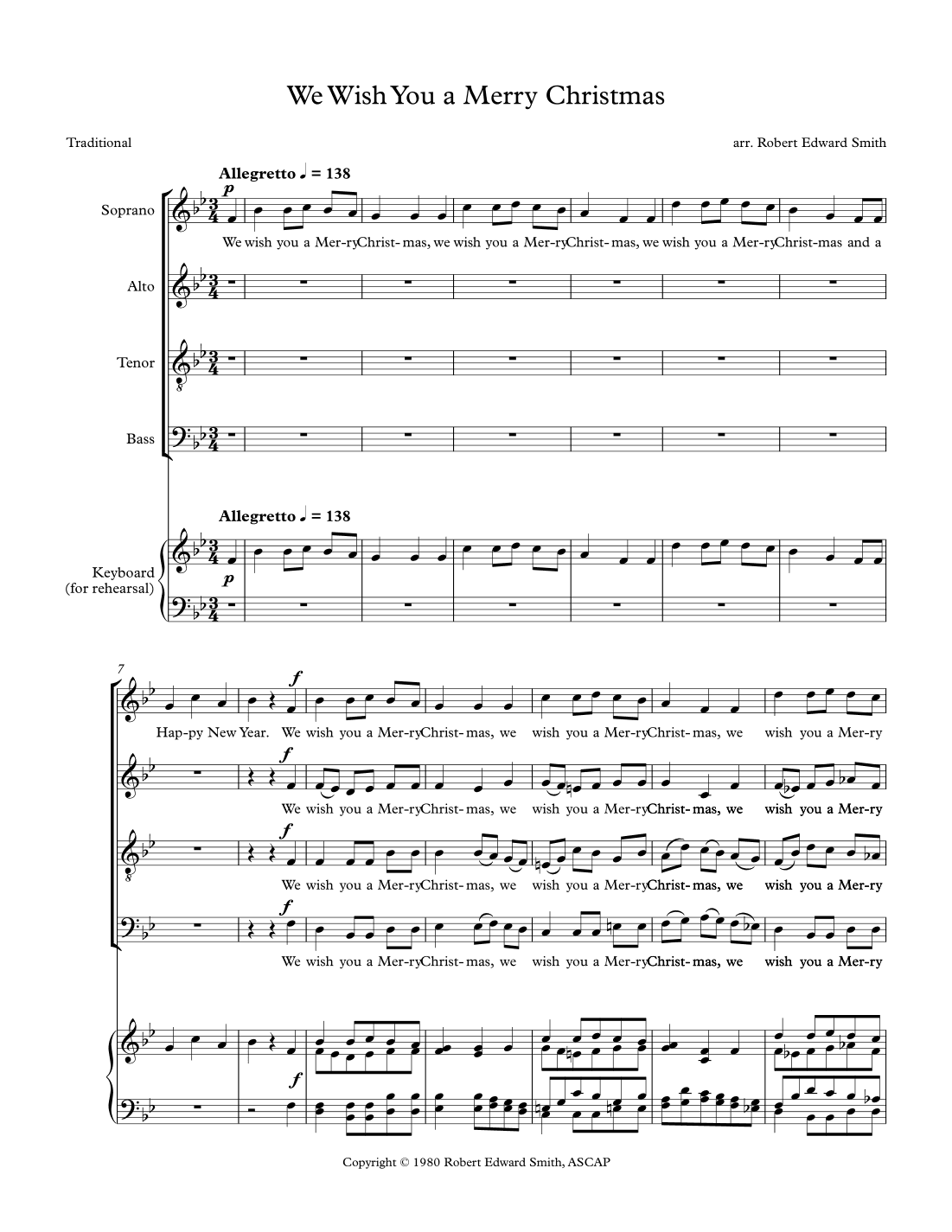 We Wish You a Merry Christmas (arr. Robert Edward Smith)