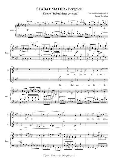 STABAT MATER - Pergolesi - 1. "Stabat Mater" - Duetto - Arr. for SA and Organ (arr. Renato Tagliabue)