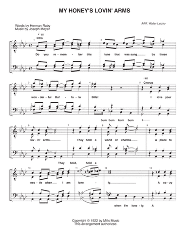 MY HONEY'S LOVIN' ARMS (arr. Walter Latzko)