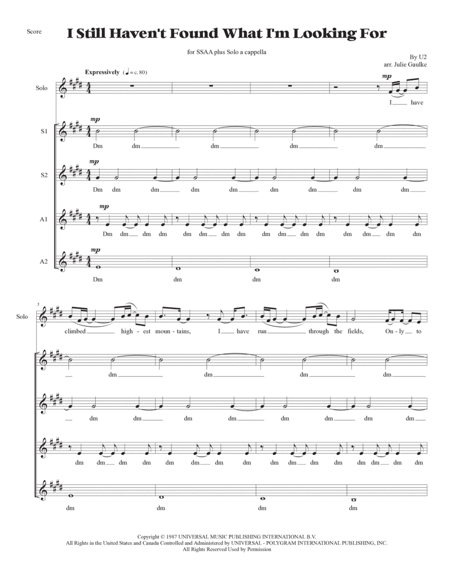 I Still Haven't Found What I'm Looking For (arr. Julie Gaulke)