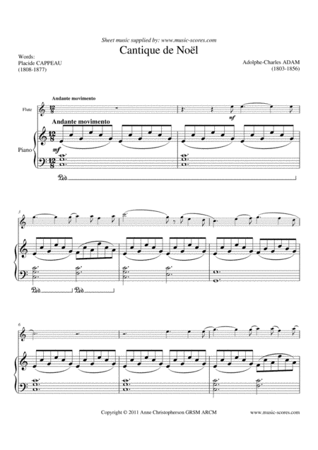 Cantique de Noel; O Holy Night - Flute and Piano (arr. Anne L Christopherson GRSM ARCM)