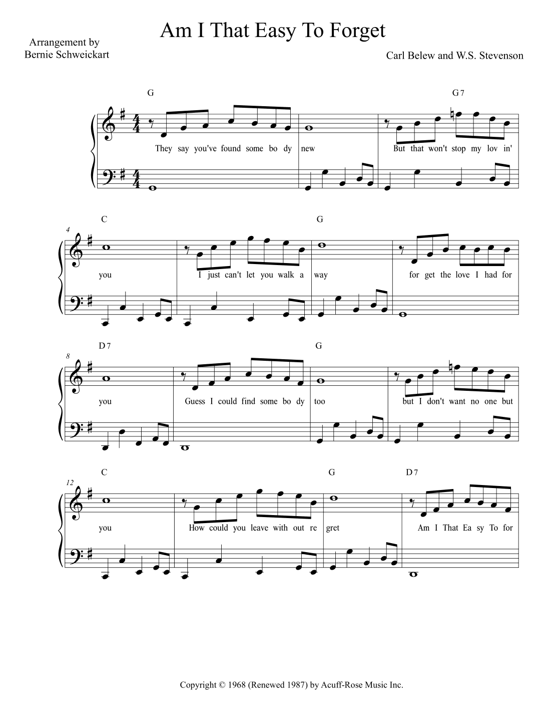 Am I That Easy To Forget (arr. Bernie Schweickart)