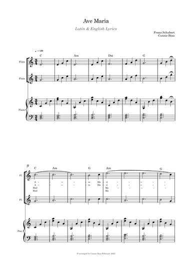 Ave Maria - Flute duet and piano (arr. Connie Boss)