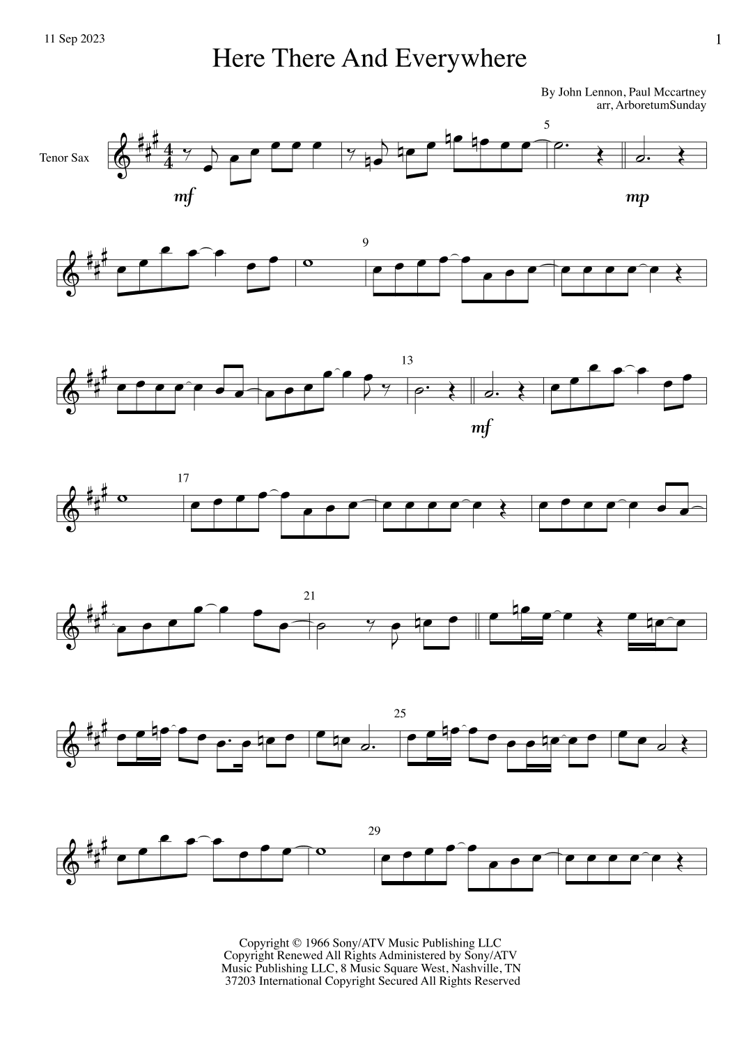Here, There And Everywhere (arr. ArboretumSunday)