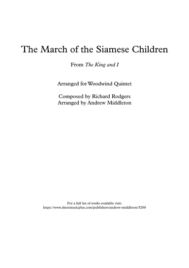 The March Of The Siamese Children (arr. Andrew Middleton)