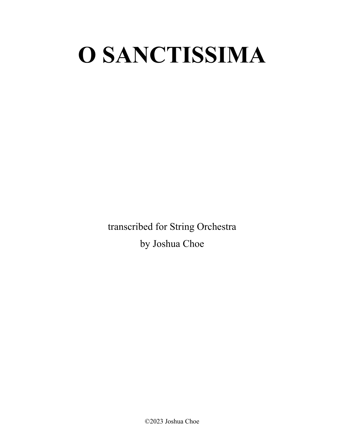 O Sanctissima (Version for String Orchestra) (arr. JMJ Arrangements)