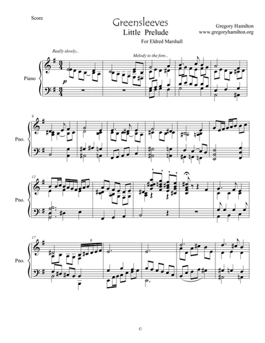 Greensleeves - Little Prelude For Eldred Marshall
