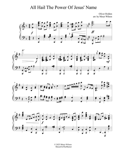 ALL HAIL THE POWER OF JESUS' NAME early advanced piano solo (arr. Meryt Wilson)