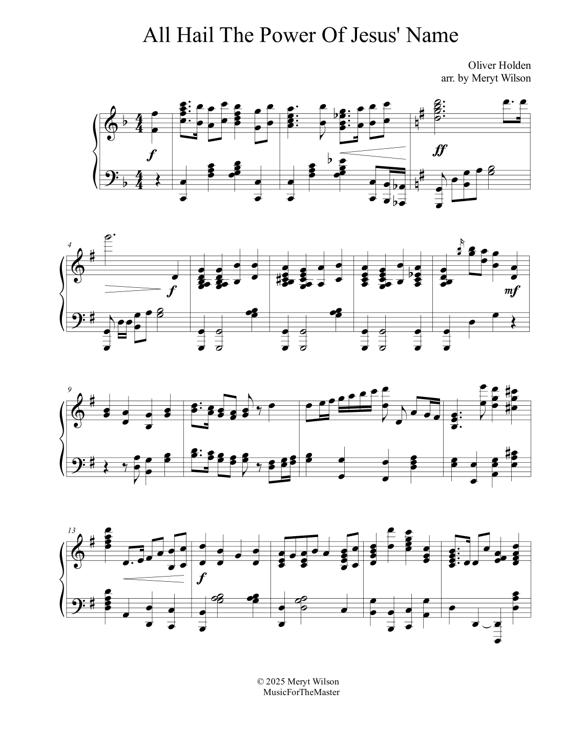 ALL HAIL THE POWER OF JESUS' NAME early advanced piano solo (arr. Meryt Wilson)