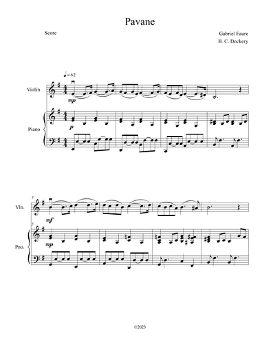 Pavane (Violin Solo with Piano Accompaniment) (arr. B. C. Dockery)