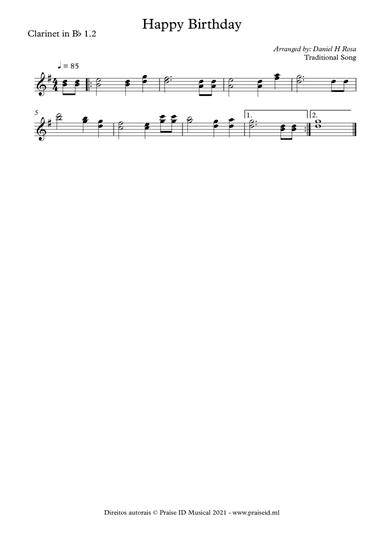 Happy Birthday to you Clarinet dueto (arr. Daniel H Rosa)