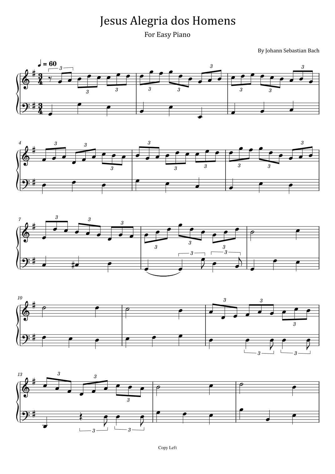 J.S Bach - Jesus Alegria dos Homens - For Easy Piano (arr. poon)