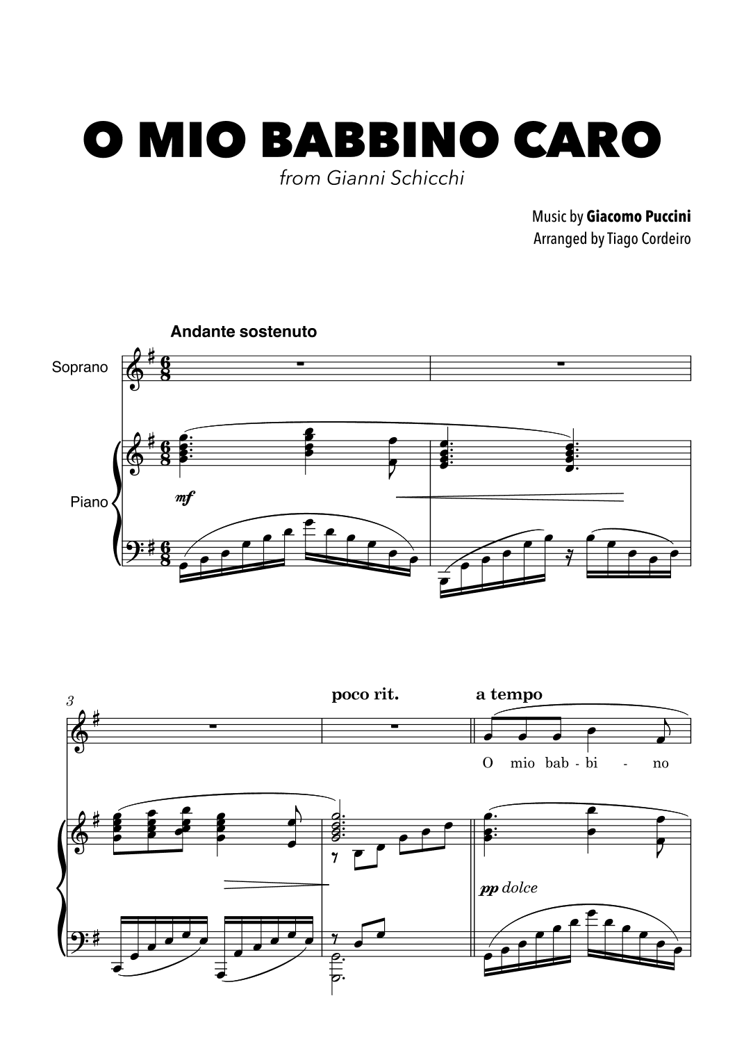 O Mio Babbino Caro (arr. Tiago Cordeiro)