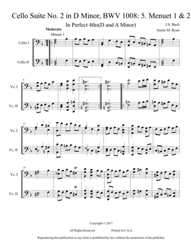 Cello Suite No. 2, BWV 1008: 5. Menuett 1 & 2 (arr. Justin M. Ryan)