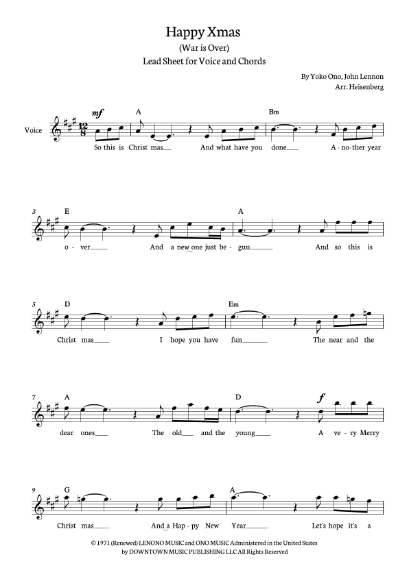 Happy Xmas (war Is Over) (arr. Heisenberg)