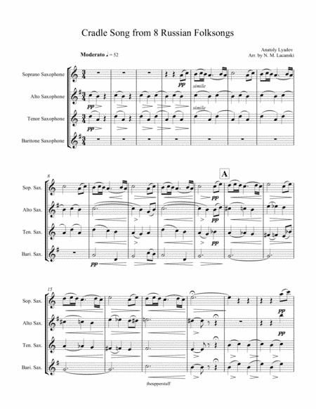 Cradle Song from 8 Russian Folksongs (arr. Nick Lacanski)