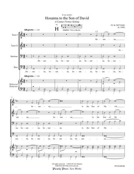 Hosanna to the Son of David (TTBB)
