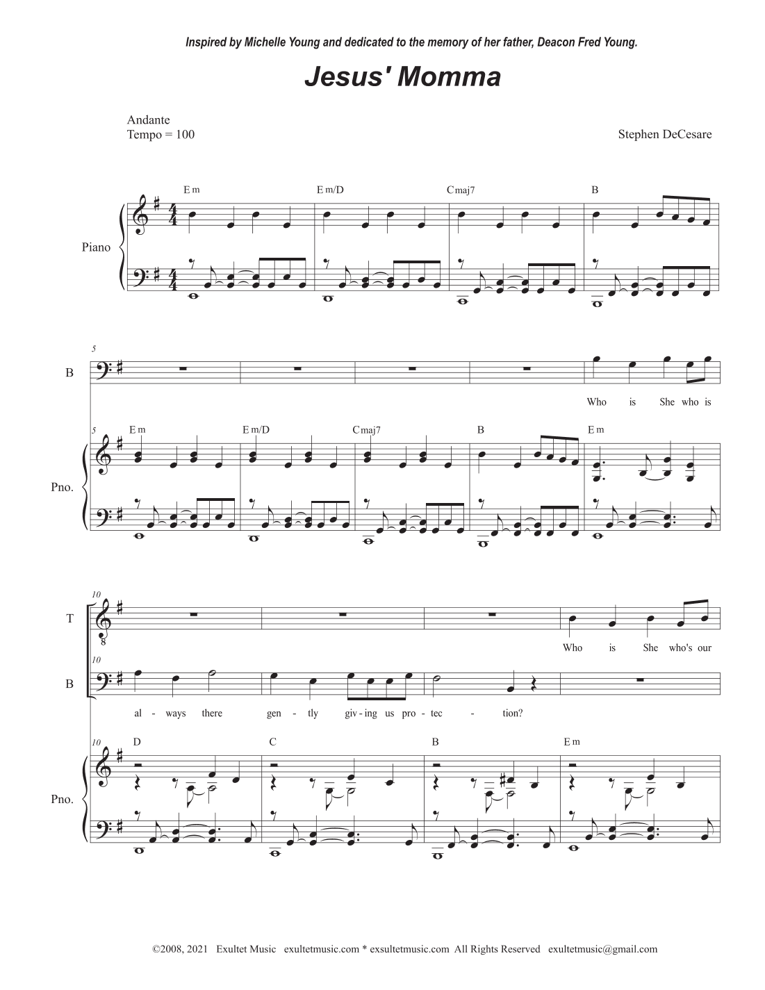 Jesus' Momma (2-part choir - (TB)