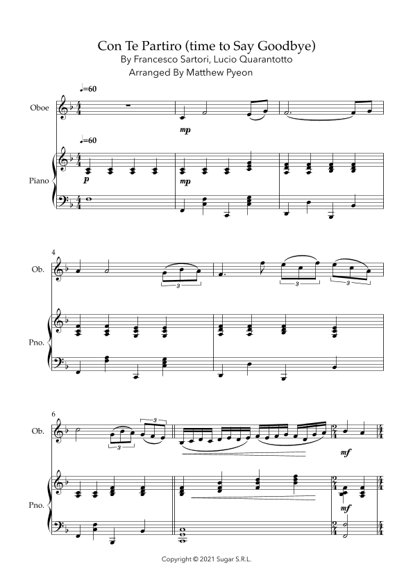 Con Te Partiro (time To Say Goodbye) (arr. Matthew pyeon)