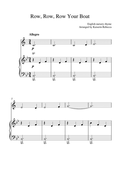 Row, Row, Row Your Boat (for tenor saxophone solo and piano accompaniment) (arr. Kaiserin Rebecca)