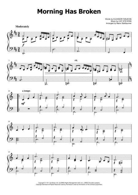 Morning Has Broken (arr. Mario Stallbaumer)