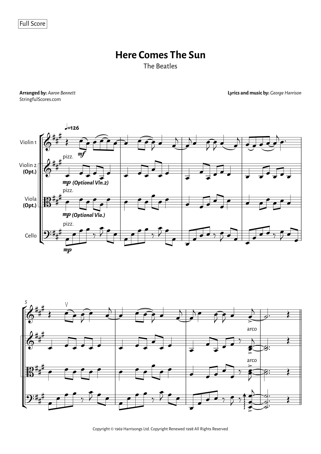 Here Comes The Sun (arr. Aaron Bennett)