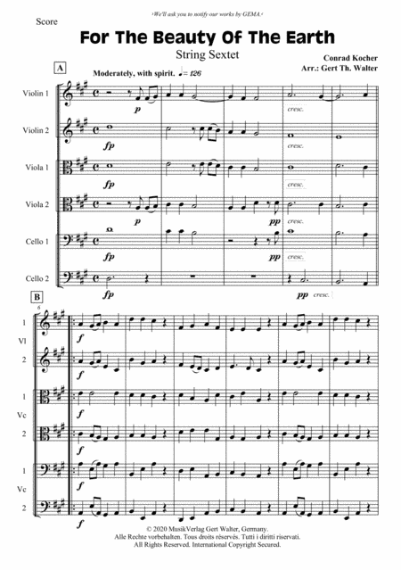 For The Beauty Of The Earth (arr. Gert Th. Walter)