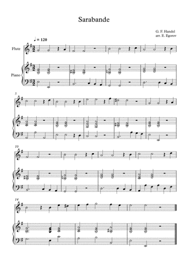 Sarabande, George Frideric Handel, For Flute & Piano (arr. Eugene Egorov)
