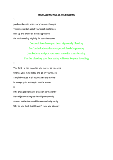 bleeding changes to breeding