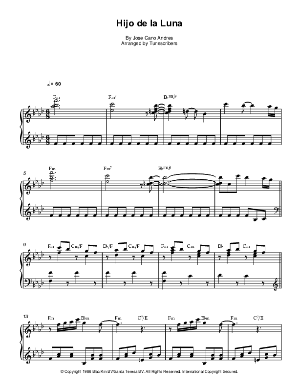 Hijo de la Luna (arr. Tunescribers)