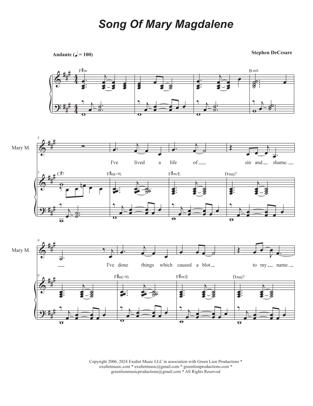 Song Of Mary Magdalene (Solos with SATB)