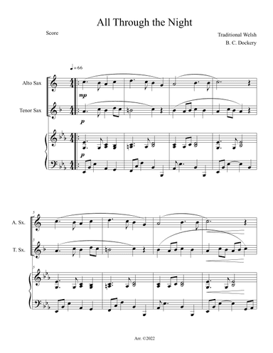 All Through the Night (Alto and Tenor Sax Duet with Piano Accompaniment) (arr. B. C. Dockery)
