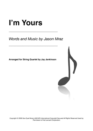 I'm Yours (arr. Jay Jenkinson)