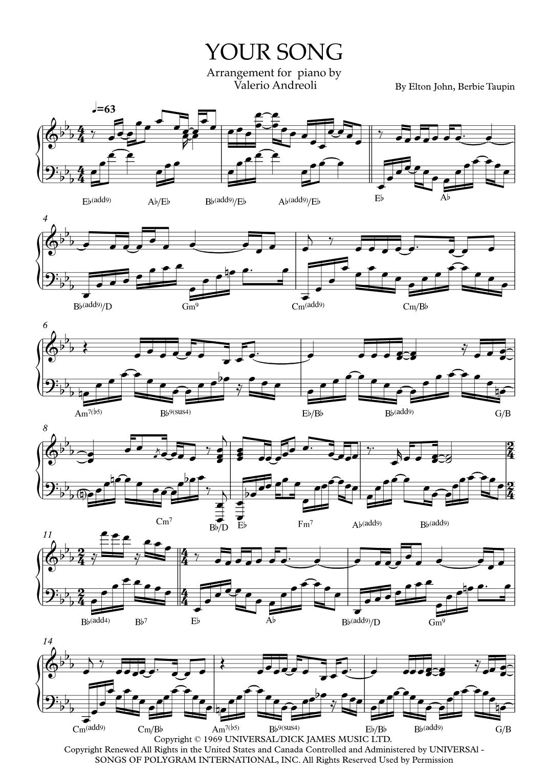 Your Song (arr. Valerio Andreoli)
