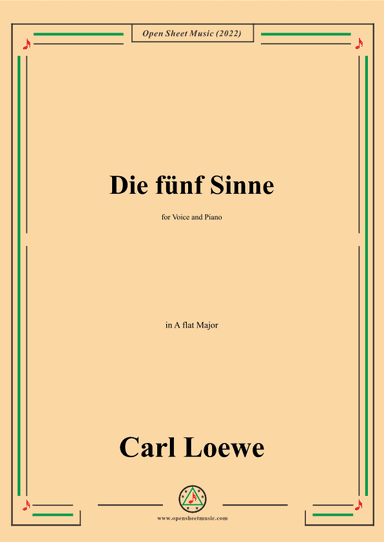 Loewe-Die funf Sinne,in A flat Major,for Voice and Piano (arr. OSM Press)