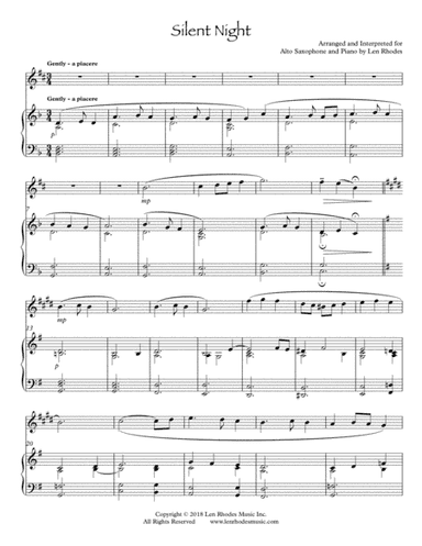 Silent Night - for Alto Saxophone and Piano (arr. Len Rhodes)