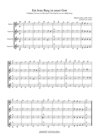 Ein feste Burg ist unser Gott / A Mighty Fortress Is Our God for guitar quartet (arr. Amadeus Music)