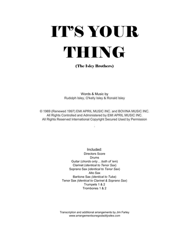 It's Your Thing (arr. Jim Farley)