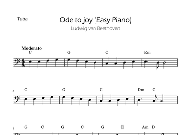 Ode To Joy - Easy Tuba with Chords (arr. Ygor Nunes)