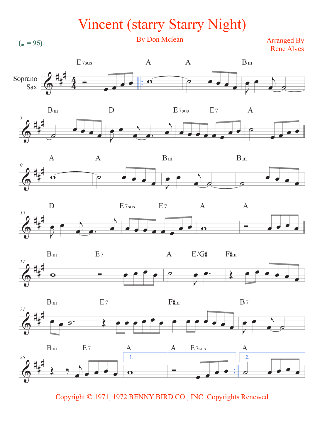 Vincent (starry Starry Night) (arr. Rene Alves)