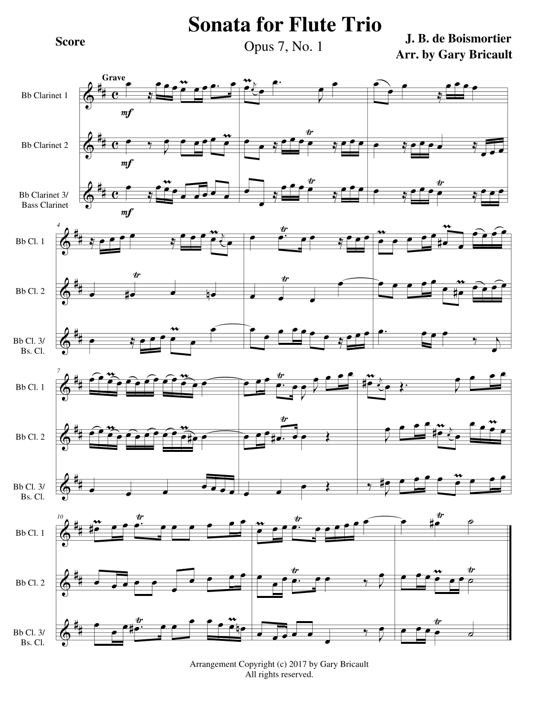 Flute Sonata, Opus 7 No. 1 (arr. Gary Bricault)