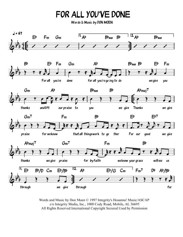 For All You've Done (arr. Jayson Richardz)