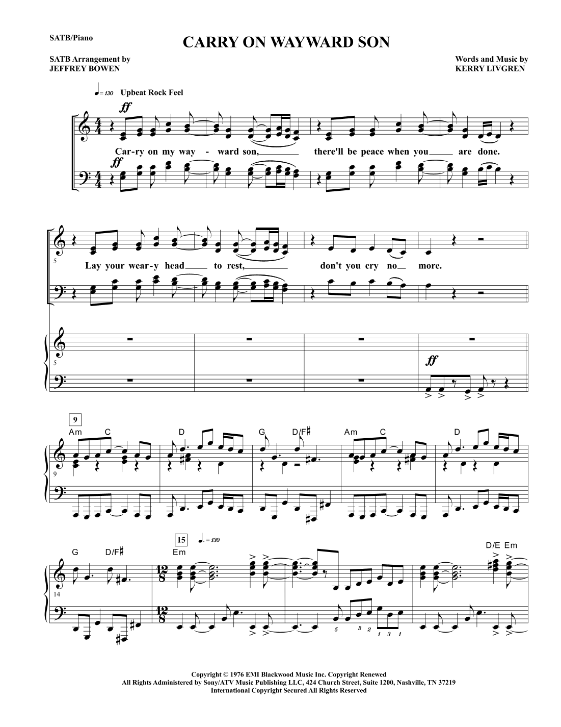 Carry On Wayward Son (arr. Jeffrey Bowen)